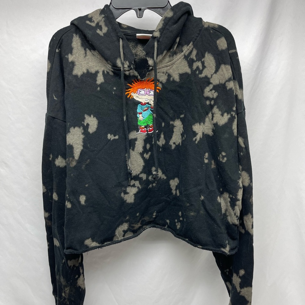 Nickelodeon Rugrats Cropped Hoodie Sweatshirt Tie Dye w/ Chuckie Finster Size XL